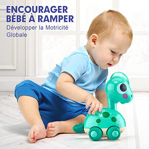 CubicFun Jouet Dinosaur Musical pour Bébé 12-18 Mois avec Lumières et Éveil Montessori, Jouet Activité Rampant pour Enfa