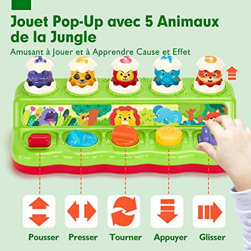 Jouet Montessori avec Musique et Lumières Jouet Pop-up Animaux 1 2 3 4 Ans Cadeaux d'anniversaire Noël Global Recycled S