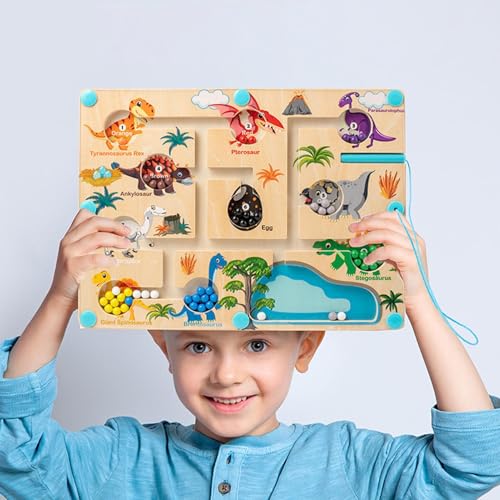 Jeu de couleur en bois thème dinosaure magnétique, jouet pour la précision motrice des tout-petits, jeu de couleur facil