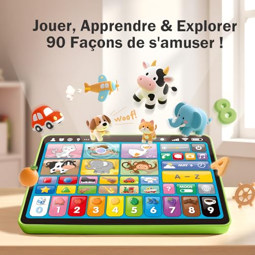 hahaland Tablette Éducative Musicale pour Enfants 1 à 3 Ans - 39 Touches Interactives, Tablette d'Apprentissage Écologiq
