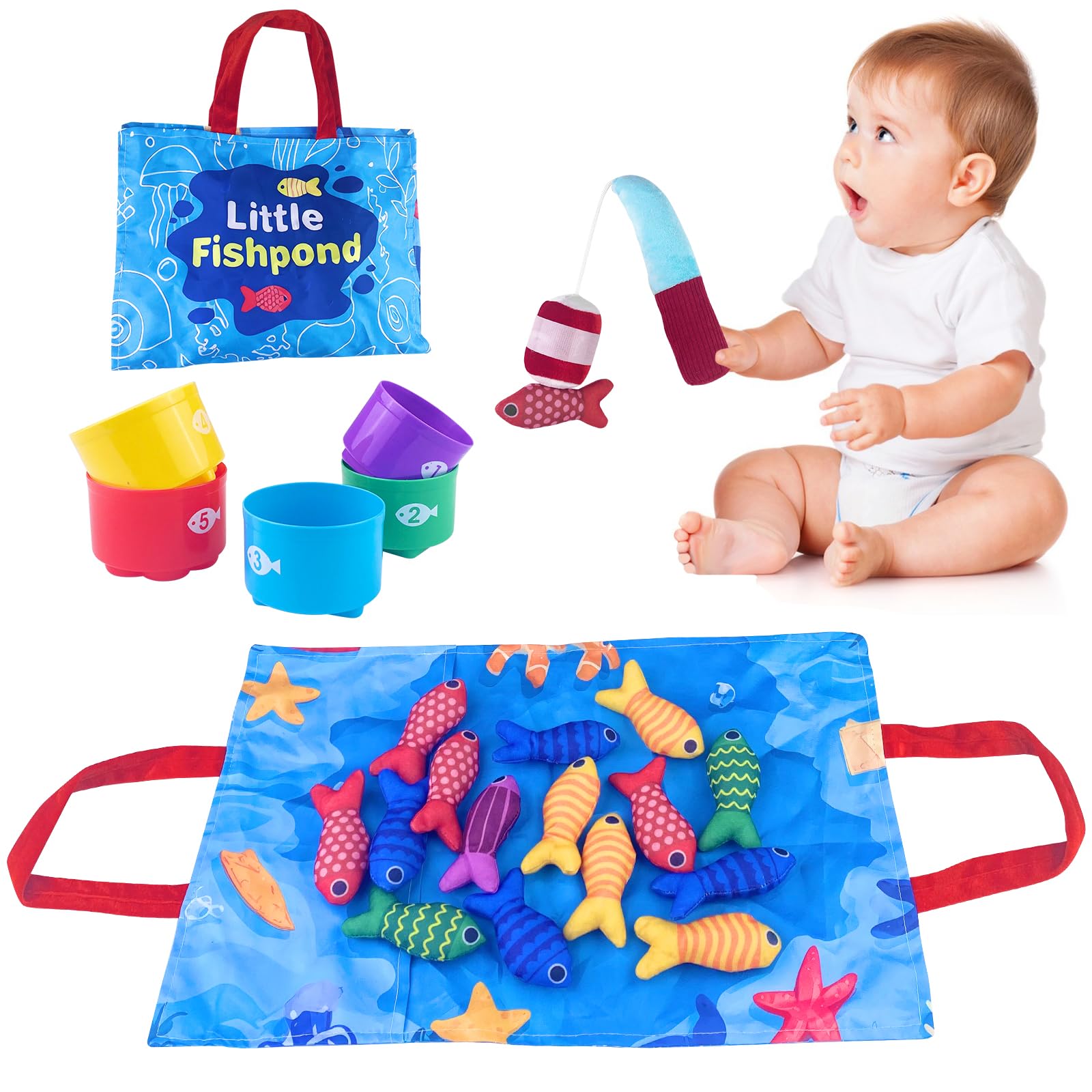 Chiluxendo Pêche à la Ligne Enfant 1 2 3 Ans, Jouet Educatif Montessori et Développement pour Bébé de 1 An, Cadeau pour 