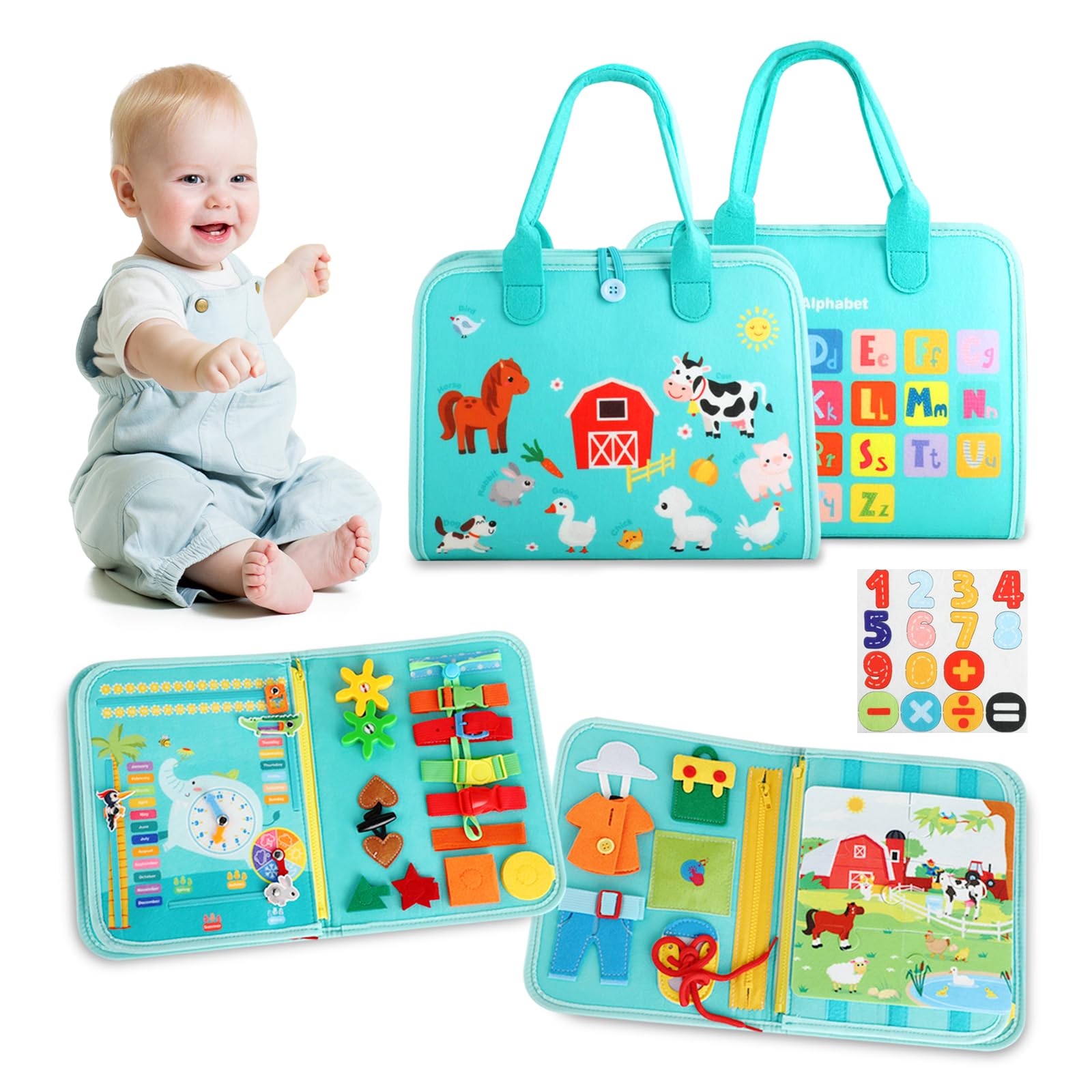 Strehknewen Busy Board Montessori pour enfants actifs | Jouet éducatif avec 9 activités calmes | Fine motorique & autono