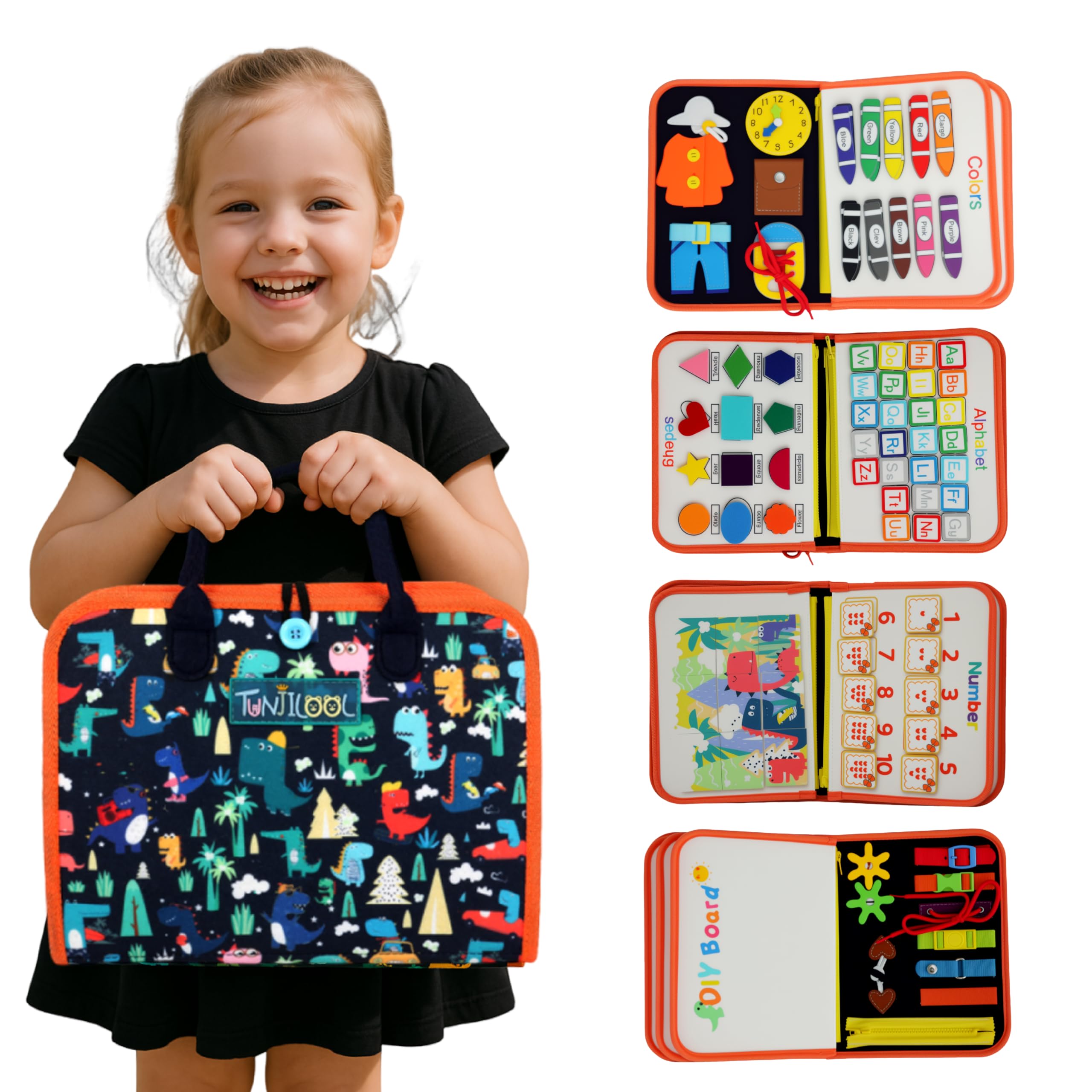 TUNJILOOL Montessori Busy Board - Activités sensorielles pour enfants, idéal pour les voyages, développement de la motri